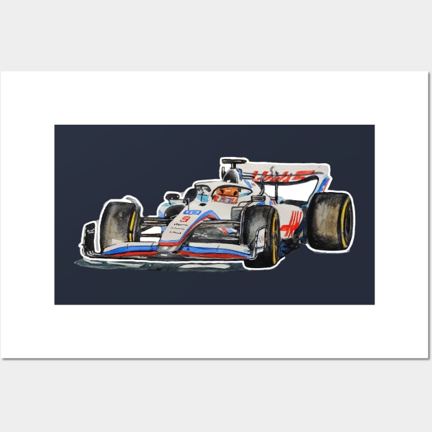 Racing Car in watercolours pattern illustration, Formula 1 watercolours Wall Art by Ala Lopatniov